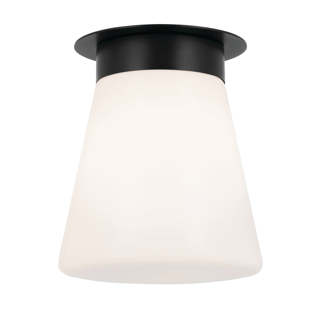 KICHLER 52585BK Albers 8.5 Inch 1 Light Flush Mount With Opal Glass In Black