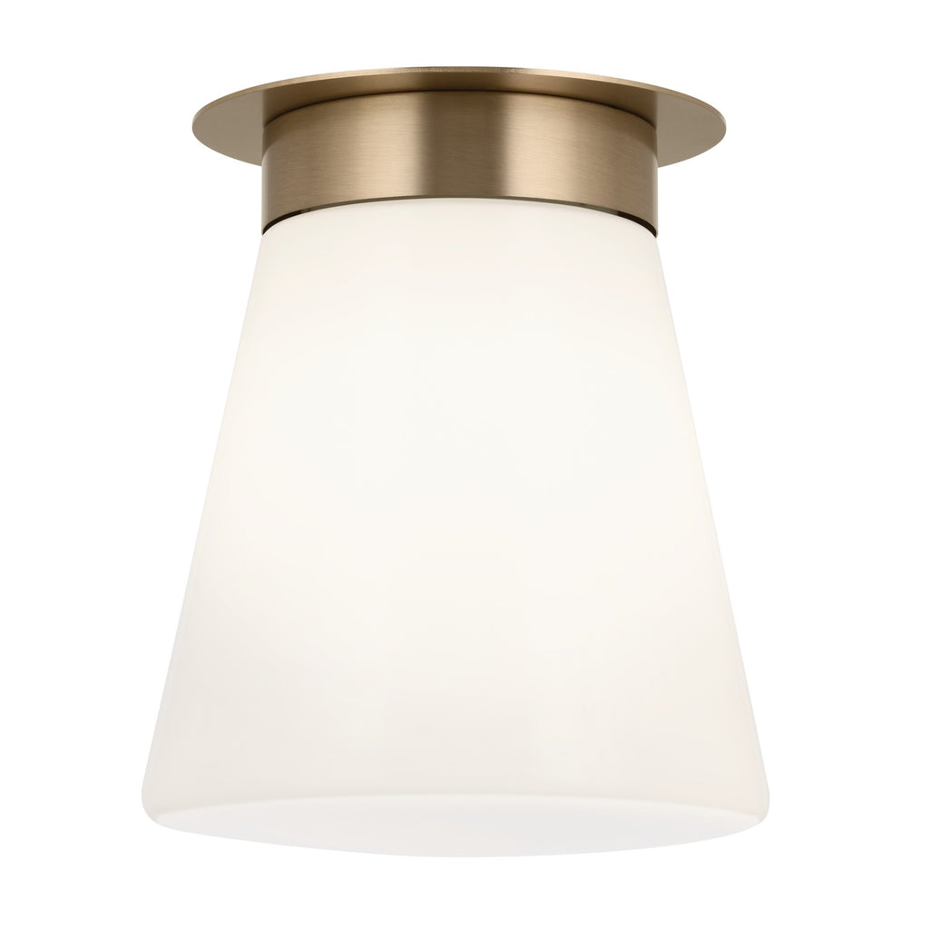 KICHLER 52585CPZ Albers 8.5 Inch 1 Light Flush Mount With Opal Glass In Champagne Bronze