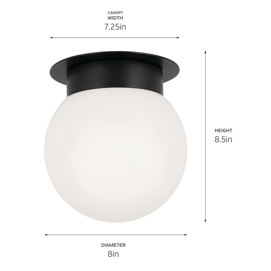 KICHLER 52586BK Albers 8.0 Inch 1 Light Flush Mount With Opal Glass In Black
