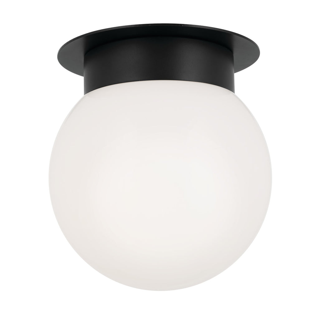 KICHLER 52586BK Albers 8.0 Inch 1 Light Flush Mount With Opal Glass In Black