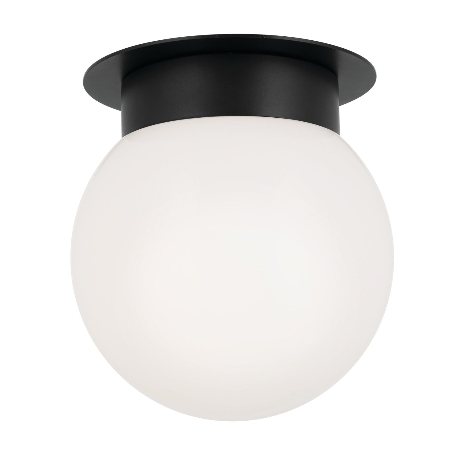 KICHLER 52586BK Albers 8.0 Inch 1 Light Flush Mount With Opal Glass In Black