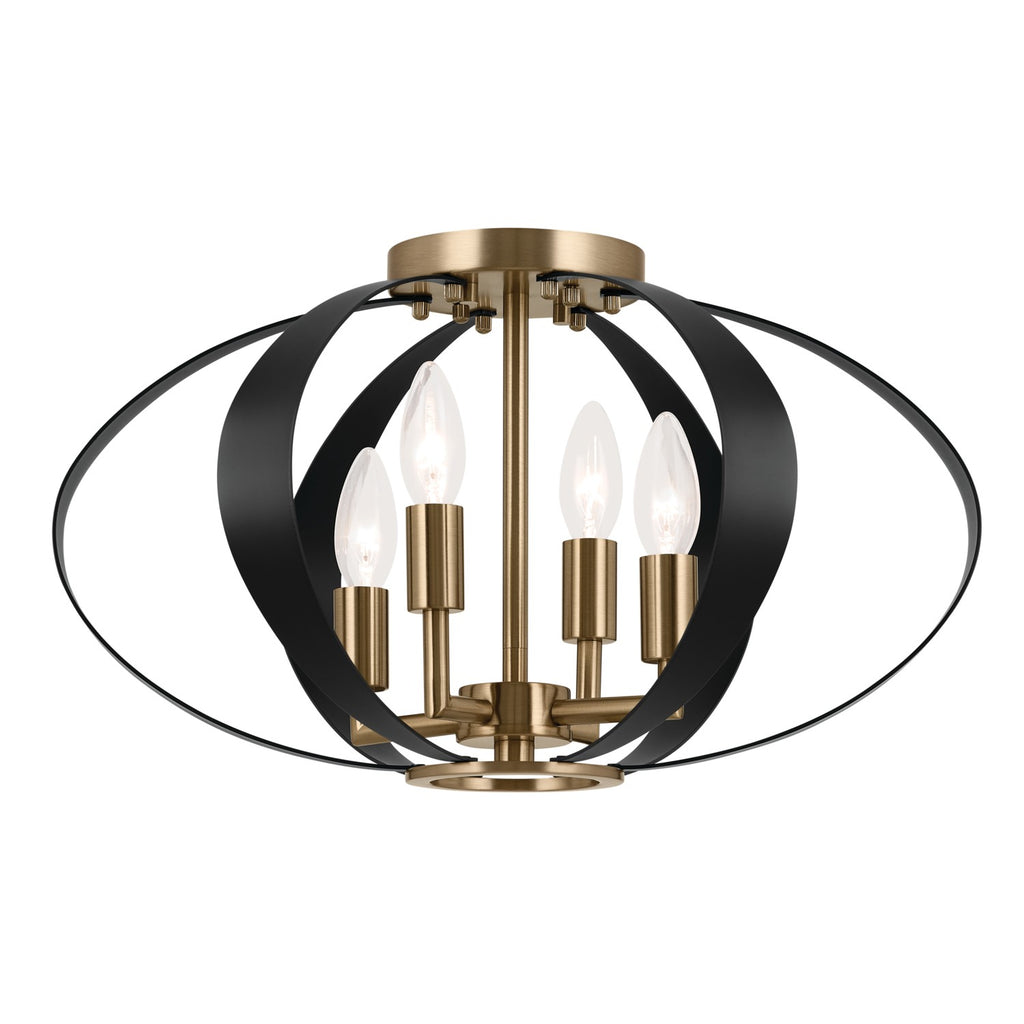KICHLER 52588CPZ Cecil 17.75 Inch 4 Light Oval Flush Mount In Champagne Bronze And Black