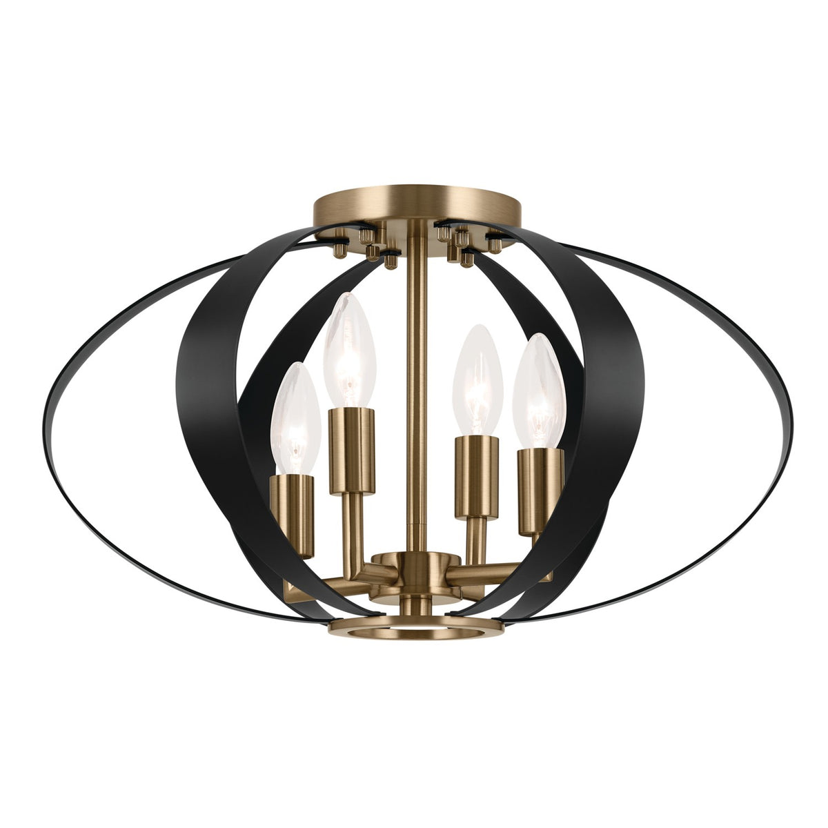 KICHLER 52588CPZ Cecil 17.75 Inch 4 Light Oval Flush Mount In Champagne Bronze And Black