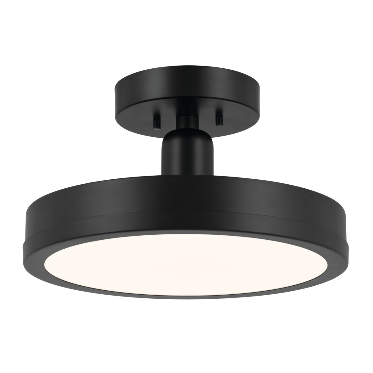 KICHLER 52589BK Riu 14.25 Inch 1 Light Led Semi-Flush With Opaque White Acrylic Diffuser In Black