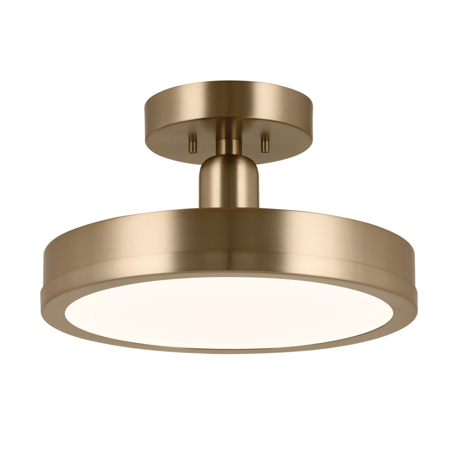 KICHLER 52589CPZ Riu 14.25 Inch 1 Light Led Semi-Flush With Opaque White Acrylic Diffuser In Champagne Bronze