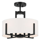 KICHLER 52591BK Malen 15.5 Inch 4 Light Semi-Flush With White Fabric Shade In Black
