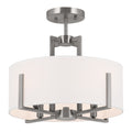 KICHLER 52591CLP Malen 15.5 Inch 4 Light Semi-Flush With White Fabric Shade In Classic Pewter