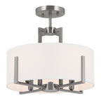 KICHLER 52591CLP Malen 15.5 Inch 4 Light Semi-Flush With White Fabric Shade In Classic Pewter