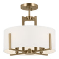KICHLER 52591CPZ Malen 15.5 Inch 4 Light Semi-Flush With White Fabric Shade In Champagne Bronze