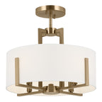 KICHLER 52591CPZ Malen 15.5 Inch 4 Light Semi-Flush With White Fabric Shade In Champagne Bronze