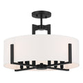KICHLER 52592BK Malen 20 Inch 8 Light Semi-Flush With White Fabric Shade In Black