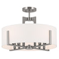 KICHLER 52592CLP Malen 20 Inch 8 Light Semi-Flush With White Fabric Shade In Classic Pewter