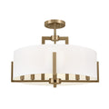 KICHLER 52592CPZ Malen 20 Inch 8 Light Semi-Flush With White Fabric Shade In Champagne Bronze