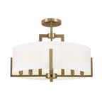 KICHLER 52592CPZ Malen 20 Inch 8 Light Semi-Flush With White Fabric Shade In Champagne Bronze