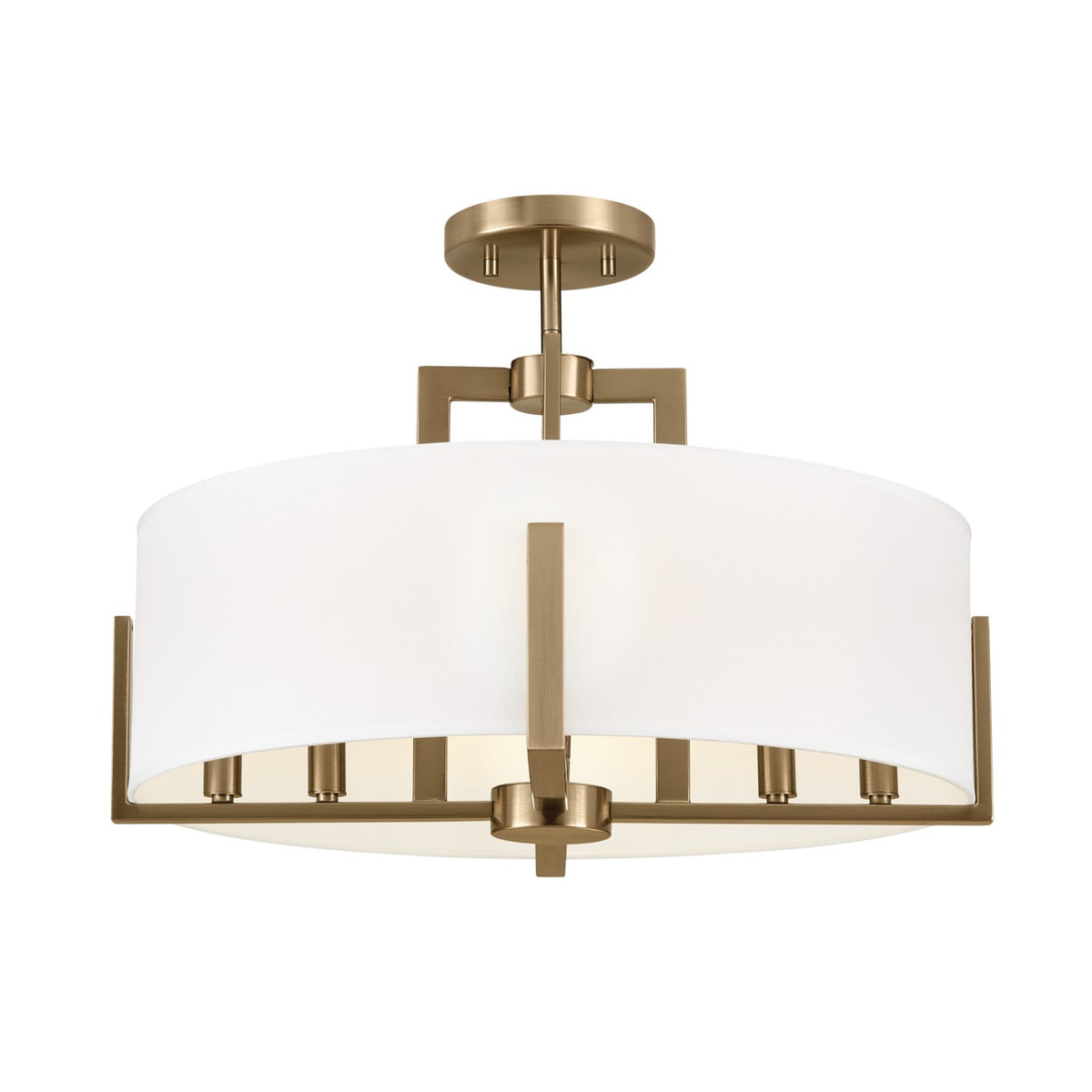 KICHLER 52592CPZ Malen 20 Inch 8 Light Semi-Flush With White Fabric Shade In Champagne Bronze