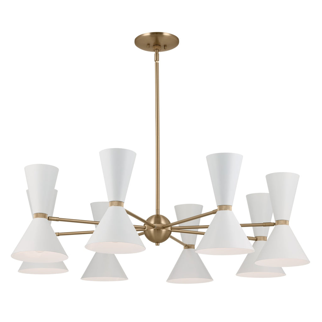 KICHLER 52567CPZWH Phix 48.75 Inch 16 Light Chandelier In Champagne Bronze With White
