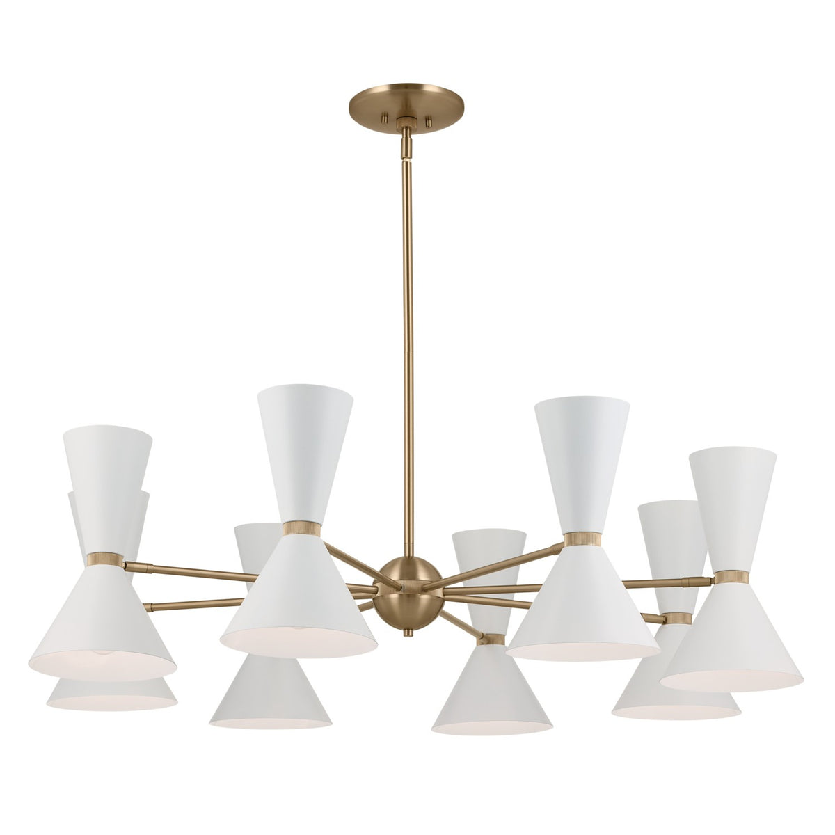 KICHLER 52567CPZWH Phix 48.75 Inch 16 Light Chandelier In Champagne Bronze With White