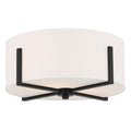 KICHLER 52593BK Malen 15.5 Inch 2 Light Flush Mount With White Fabric Shade In Black