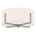 KICHLER 52593CLP Malen 15.5 Inch 2 Light Flush Mount With White Fabric Shade In Classic Pewter