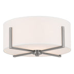 KICHLER 52593CLP Malen 15.5 Inch 2 Light Flush Mount With White Fabric Shade In Classic Pewter