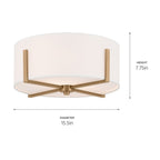 KICHLER 52593CPZ Malen 15.5 Inch 2 Light Flush Mount With White Fabric Shade In Champagne Bronze