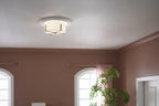 KICHLER 52593CPZ Malen 15.5 Inch 2 Light Flush Mount With White Fabric Shade In Champagne Bronze