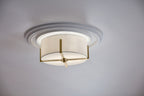 KICHLER 52593CPZ Malen 15.5 Inch 2 Light Flush Mount With White Fabric Shade In Champagne Bronze