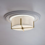 KICHLER 52593CPZ Malen 15.5 Inch 2 Light Flush Mount With White Fabric Shade In Champagne Bronze