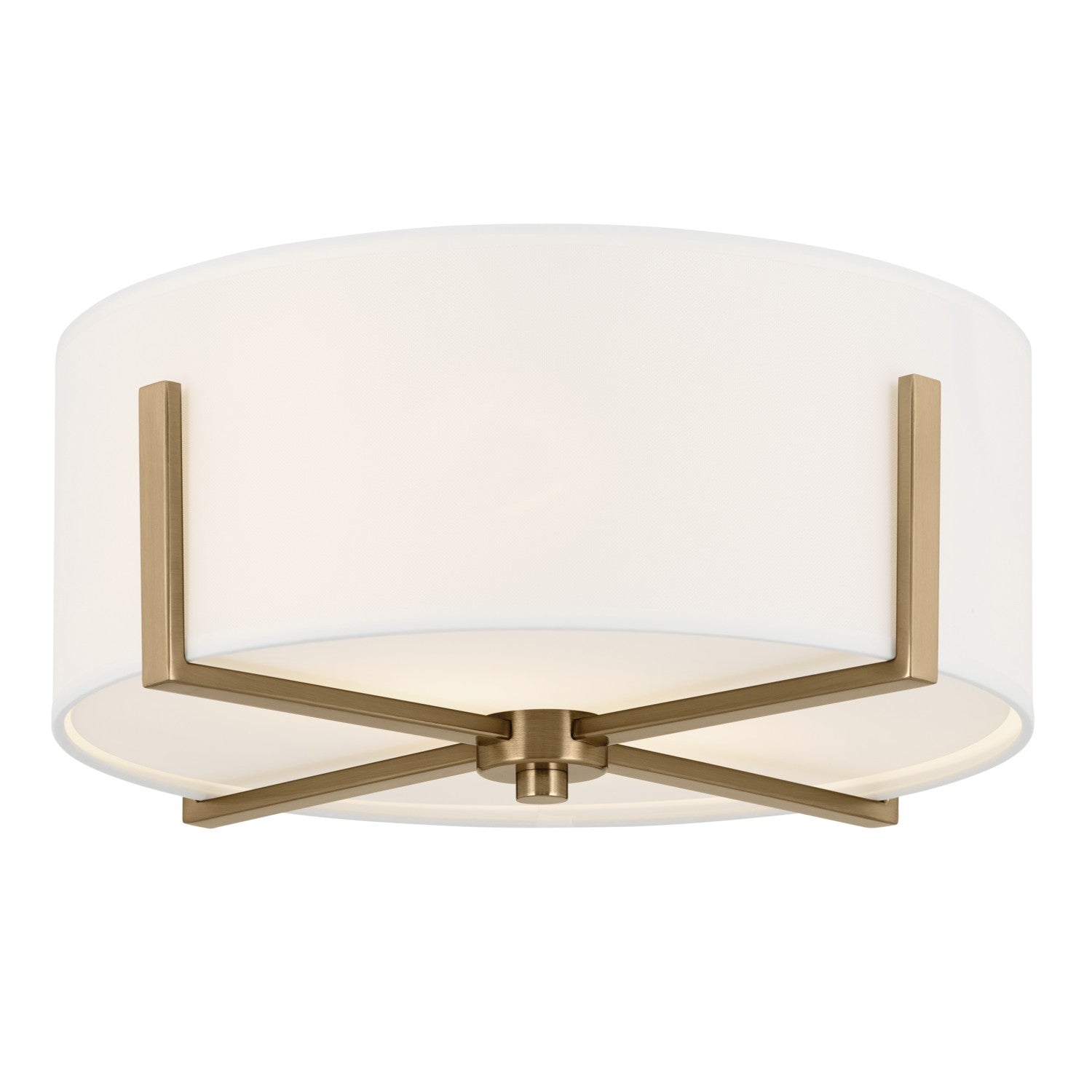 KICHLER 52593CPZ Malen 15.5 Inch 2 Light Flush Mount With White Fabric Shade In Champagne Bronze