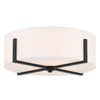 KICHLER 52594BK Malen 20 Inch 4 Light Flush Mount With White Fabric Shade In Black