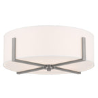 KICHLER 52594CLP Malen 20 Inch 4 Light Flush Mount With White Fabric Shade In Classic Pewter