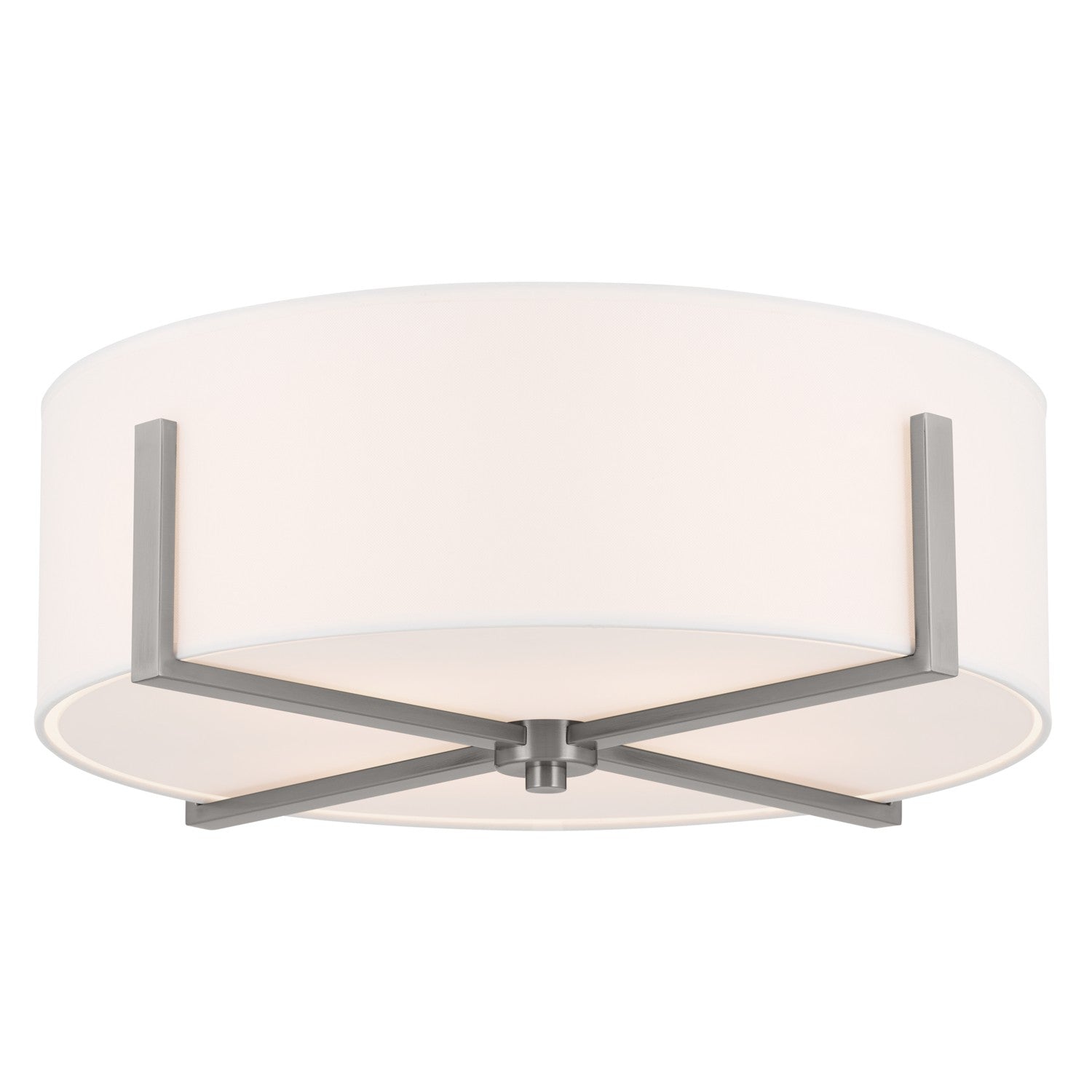 KICHLER 52594CLP Malen 20 Inch 4 Light Flush Mount With White Fabric Shade In Classic Pewter