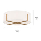 KICHLER 52594CPZ Malen 20 Inch 4 Light Flush Mount With White Fabric Shade In Champagne Bronze