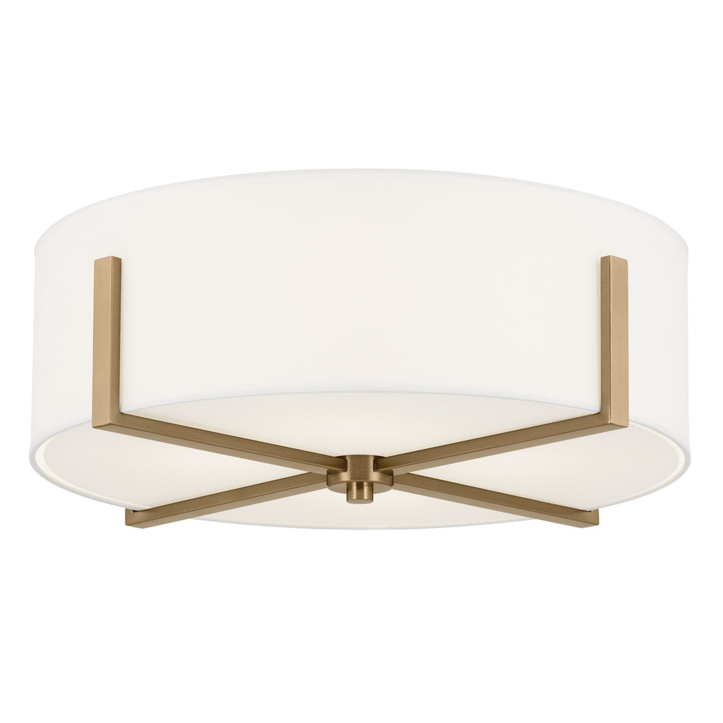 KICHLER 52594CPZ Malen 20 Inch 4 Light Flush Mount With White Fabric Shade In Champagne Bronze