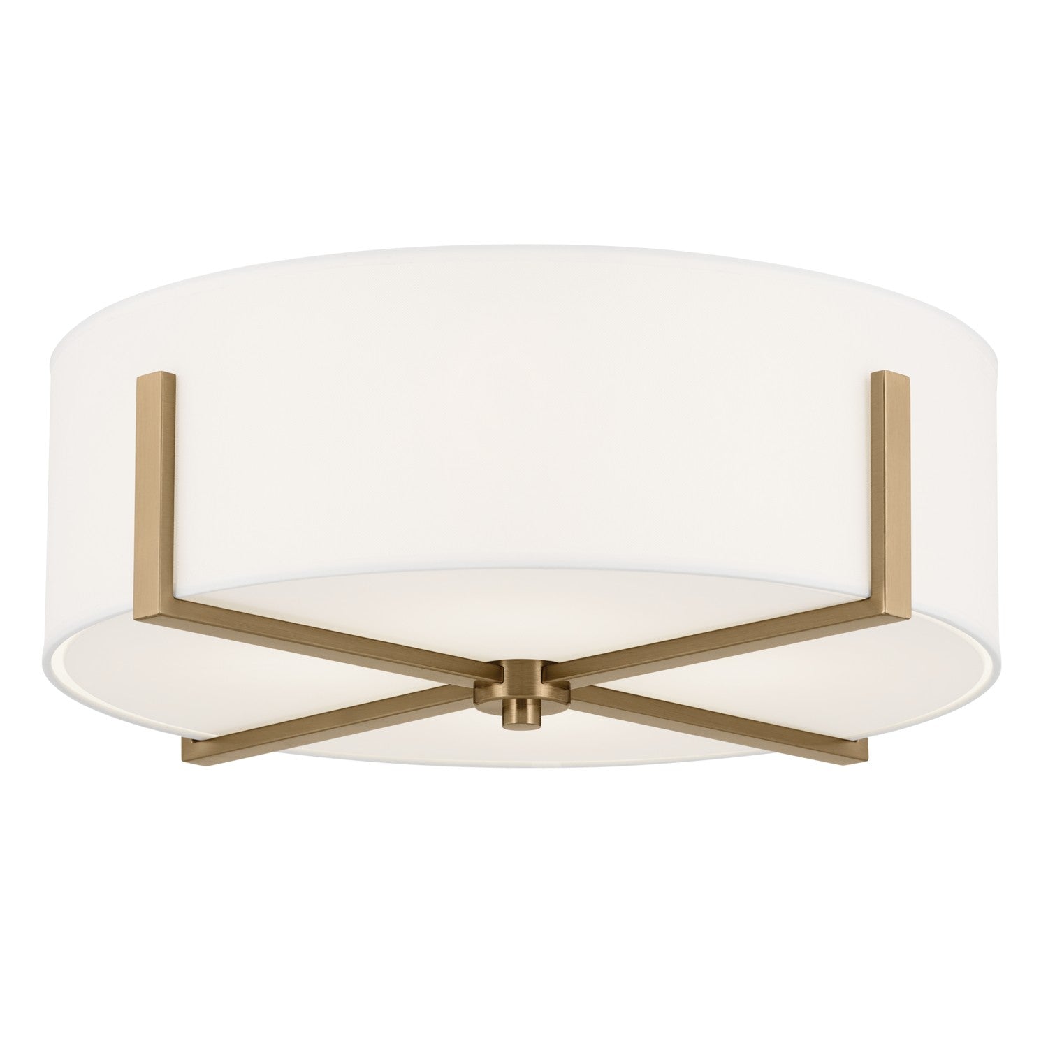 KICHLER 52594CPZ Malen 20 Inch 4 Light Flush Mount With White Fabric Shade In Champagne Bronze
