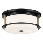 KICHLER 52595BKCPZ Brit 12 Inch 2 Light Flush Mount With Satin Etched Cased Opal Glass In Black And Champagne Bronze