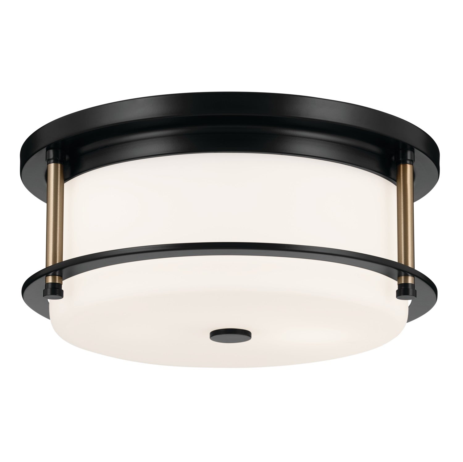 KICHLER 52595BKCPZ Brit 12 Inch 2 Light Flush Mount With Satin Etched Cased Opal Glass In Black And Champagne Bronze