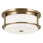 KICHLER 52595CPZ Brit 12 Inch 2 Light Flush Mount With Satin Etched Cased Opal Glass In Champagne Bronze