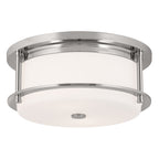 KICHLER 52595PN Brit 12 Inch 2 Light Flush Mount With Satin Etched Cased Opal Glass In Polished Nickel