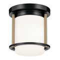 KICHLER 52596BKCPZ Brit 7.25 Inch 1 Light Flush Mount With Satin Etched Cased Opal Glass In Black And Champagne Bronze