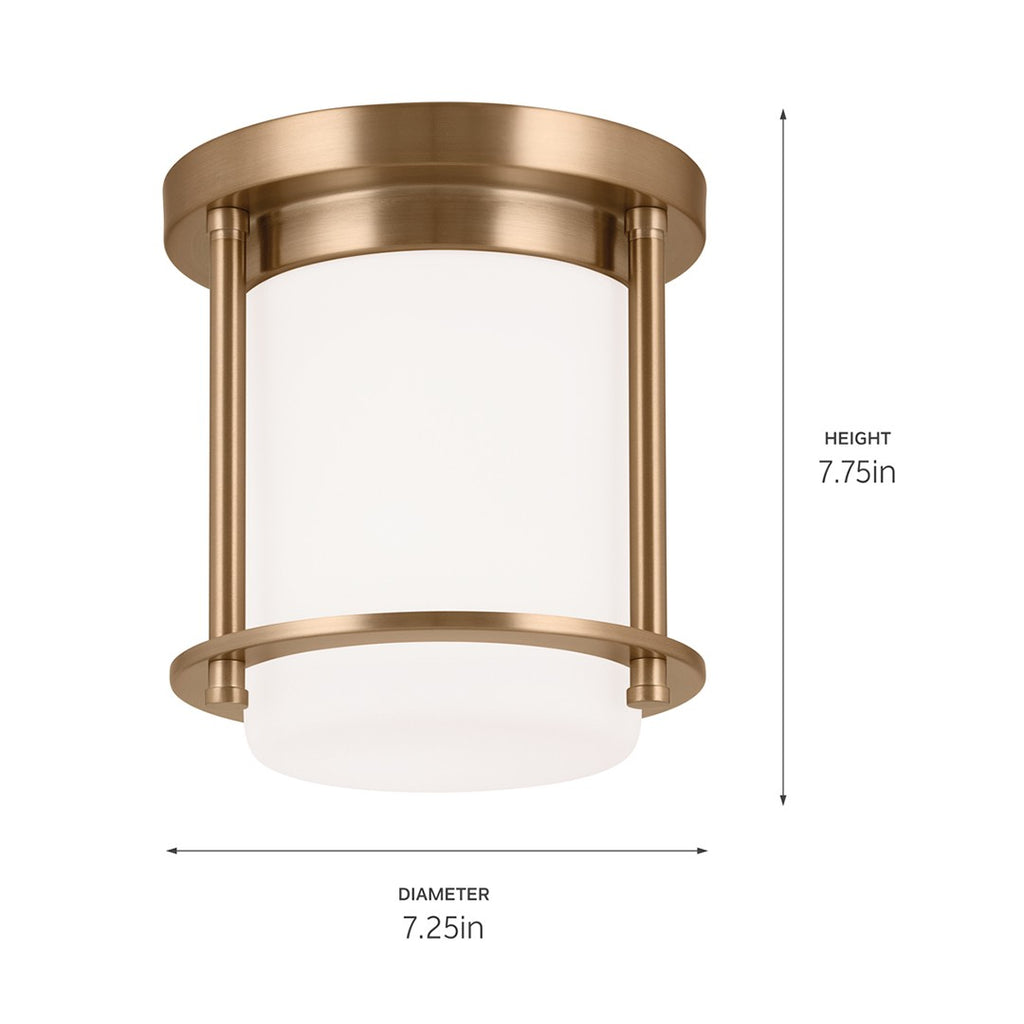KICHLER 52596CPZ Brit 7.25 Inch 1 Light Flush Mount With Satin Etched Cased Opal Glass In Champagne Bronze