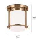 KICHLER 52596CPZ Brit 7.25 Inch 1 Light Flush Mount With Satin Etched Cased Opal Glass In Champagne Bronze