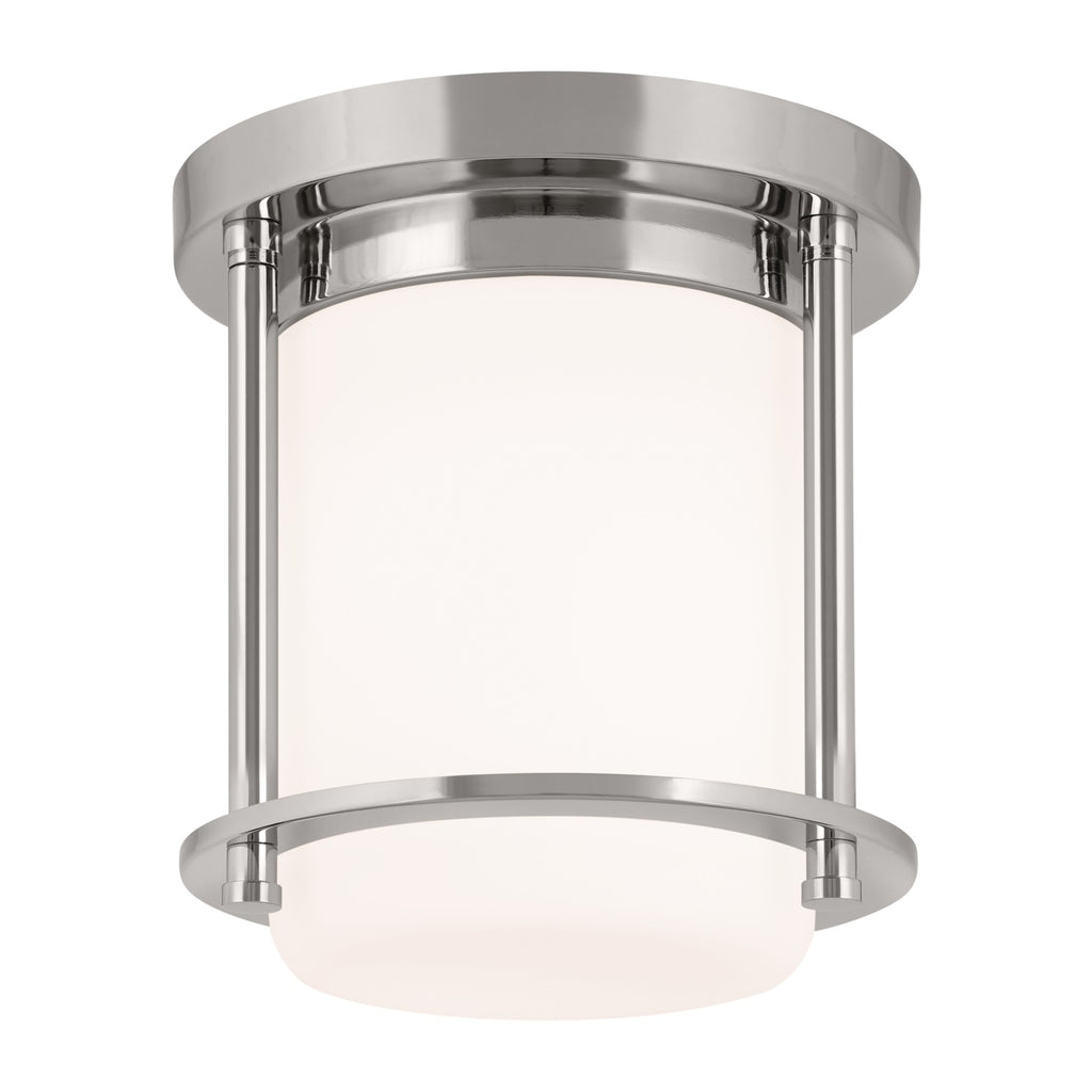 KICHLER 52596PN Brit 7.25 Inch 1 Light Flush Mount With Satin Etched Cased Opal Glass In Polished Nickel