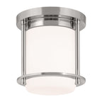 KICHLER 52596PN Brit 7.25 Inch 1 Light Flush Mount With Satin Etched Cased Opal Glass In Polished Nickel