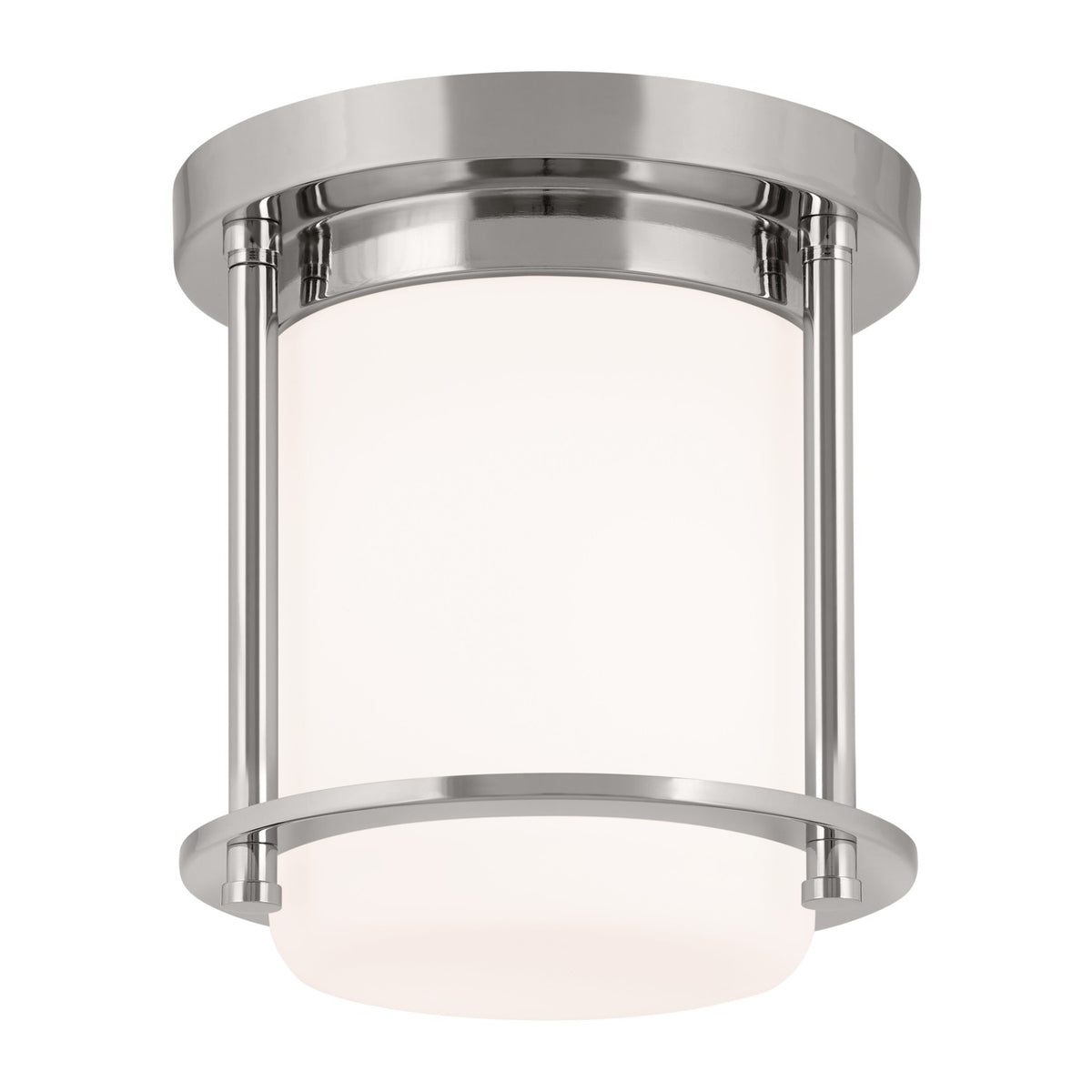 KICHLER 52596PN Brit 7.25 Inch 1 Light Flush Mount With Satin Etched Cased Opal Glass In Polished Nickel