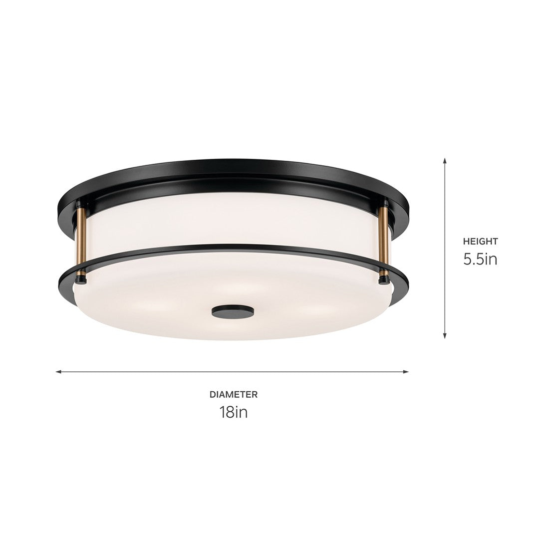 KICHLER 52597BKCPZ Brit 18 Inch 4 Light Flush Mount With Satin Etched Cased Opal Glass In Black And Champagne Bronze