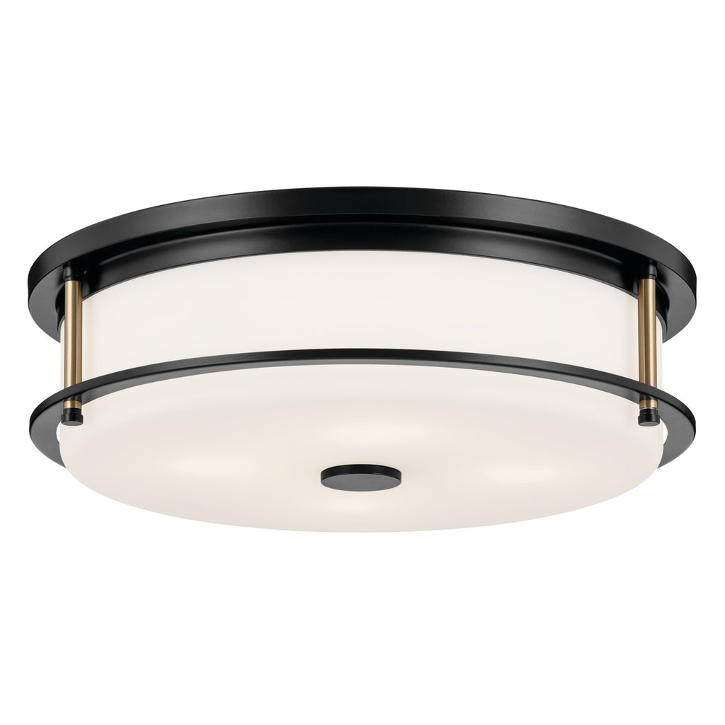 KICHLER 52597BKCPZ Brit 18 Inch 4 Light Flush Mount With Satin Etched Cased Opal Glass In Black And Champagne Bronze