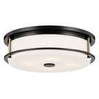 KICHLER 52597BKCPZ Brit 18 Inch 4 Light Flush Mount With Satin Etched Cased Opal Glass In Black And Champagne Bronze