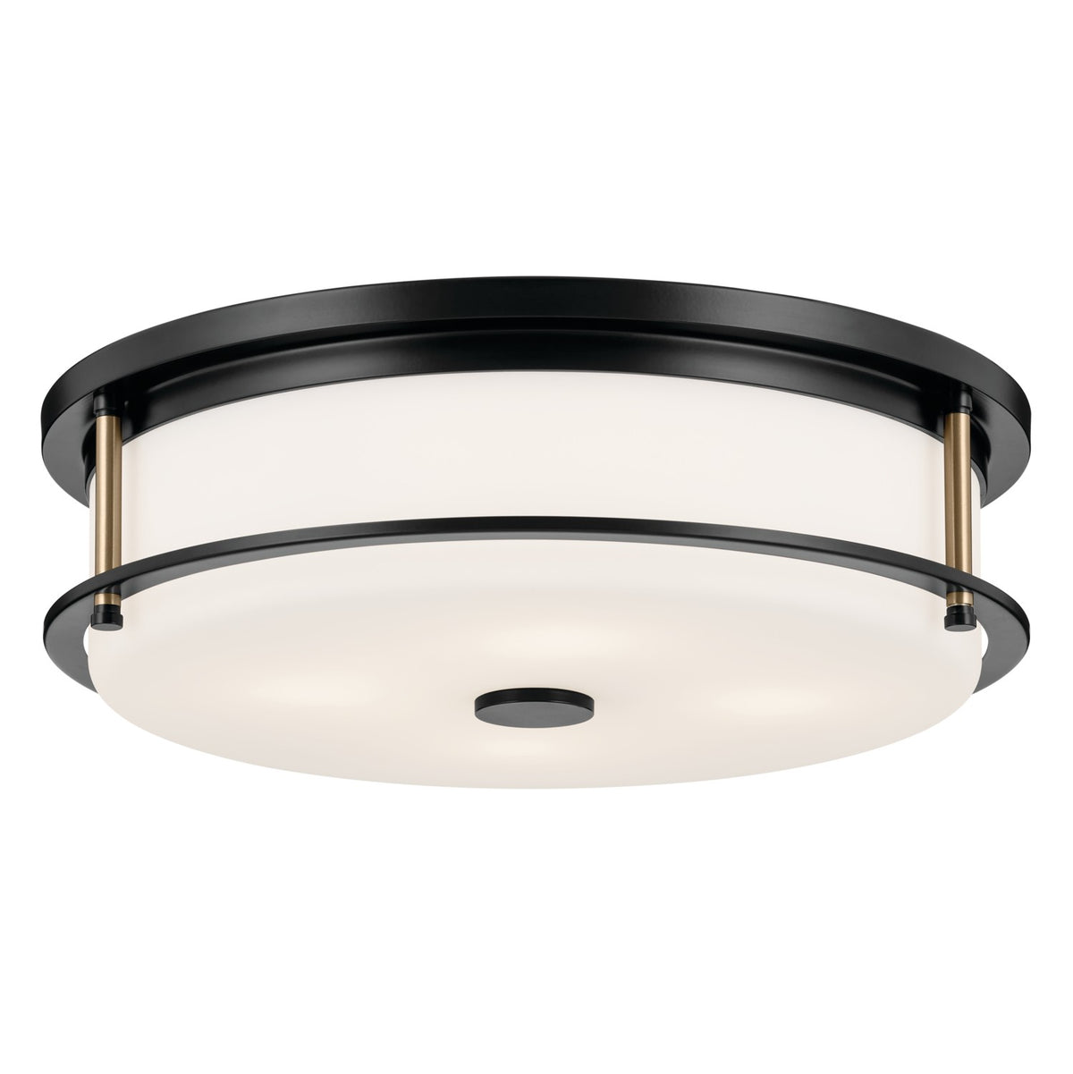 KICHLER 52597BKCPZ Brit 18 Inch 4 Light Flush Mount With Satin Etched Cased Opal Glass In Black And Champagne Bronze