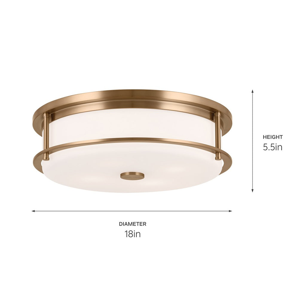KICHLER 52597CPZ Brit 18 Inch 4 Light Flush Mount With Satin Etched Cased Opal Glass In Champagne Bronze